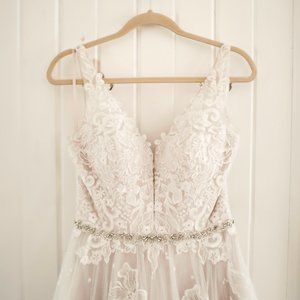 Beautiful Blush and Ivory Wedding Dress- Size 12